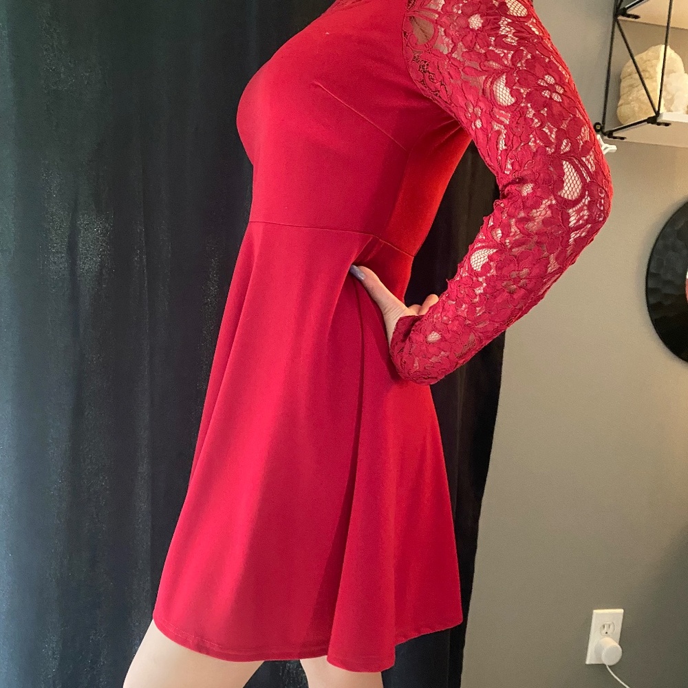 Shein dark red lace dress M